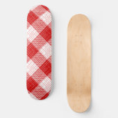 Red and White Bold Checkered Plaid Design  スケートボード (正面)