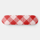 Red and White Bold Checkered Plaid Design  スケートボード (横)