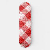 Red and White Bold Checkered Plaid Design  スケートボード (正面)