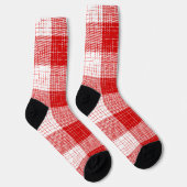 Red and White Bold Checkered Plaid Design  ソックス (右)