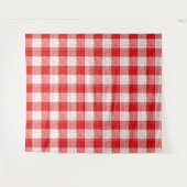 Red and White Bold Checkered Plaid Design  タペストリー (正面(横))