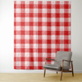 Red and White Bold Checkered Plaid Design  タペストリー (インサイチュ)