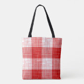 Red and White Bold Checkered Plaid Design  トートバッグ (裏面)