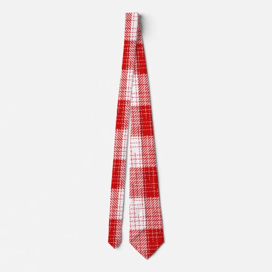 Red and White Bold Checkered Plaid Design  ネクタイ (裏面)