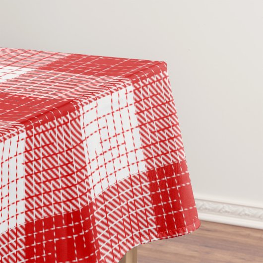 Red and White Bold Checkered Plaid Design  ファブリック
