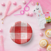 Red and White Bold Checkered Plaid Design  ペーパーボウル (パーティー)