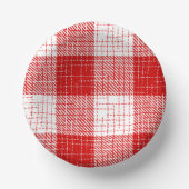 Red and White Bold Checkered Plaid Design  ペーパーボウル (正面)