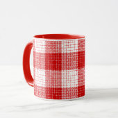 Red and White Bold Checkered Plaid Design  マグカップ (正面左)