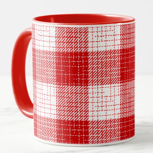 Red and White Bold Checkered Plaid Design  マグカップ