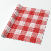 Red and White Bold Checkered Plaid Design  ラッピングペーパー (アンロールド)