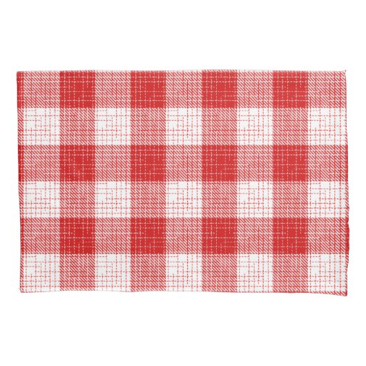 Red and White Bold Checkered Plaid Design  枕カバー (正面)