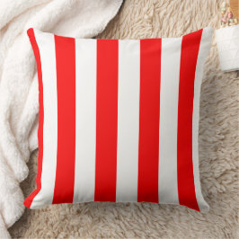 Red and White Cabana Stripes  クッション