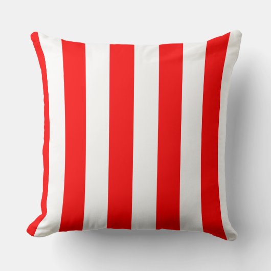 Red and White Cabana Stripes  クッション (正面)