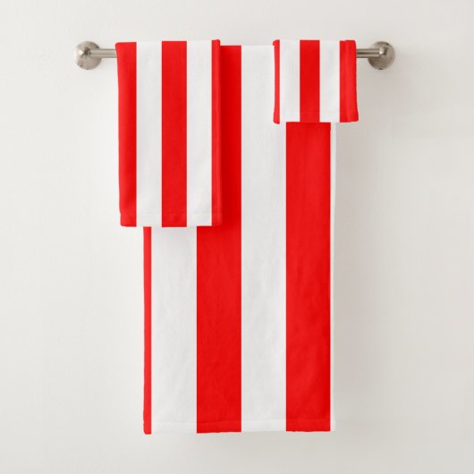 Red and White Cabana Stripes  バスタオルセット (インサイチュ)
