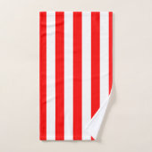 Red and White Cabana Stripes  バスタオルセット (ハンドタオル)