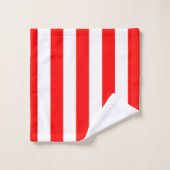 Red and White Cabana Stripes  バスタオルセット (ウォッシュタオル)