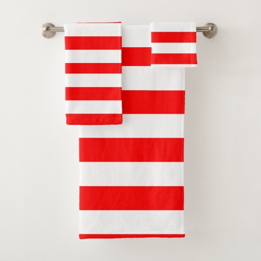 Red and White Cabana Stripes  バスタオルセット (インサイチュ)