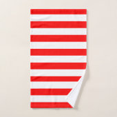 Red and White Cabana Stripes  バスタオルセット (ハンドタオル)