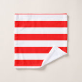 Red and White Cabana Stripes  バスタオルセット (ウォッシュタオル)
