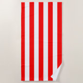 Red and White Cabana Stripes  ビーチタオル (正面)