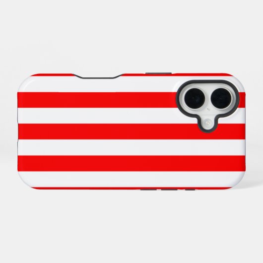 Red and White Cabana Stripes  iPhone 16ケース (裏面横)