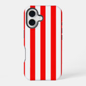 Red and White Cabana Stripes  iPhone 16ケース (裏面)