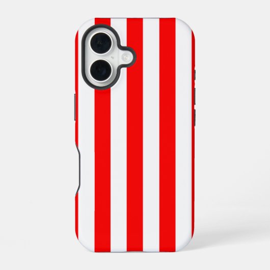 Red and White Cabana Stripes  iPhone 16ケース (裏面)