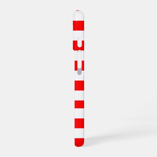 Red and White Cabana Stripes  iPhone 16ケース (左側面)