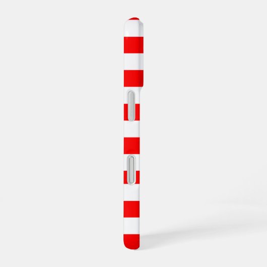 Red and White Cabana Stripes  iPhone 16ケース (右側面)