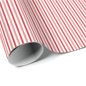 Red and White Candy Cane Pinstripe Pattern ラッピングペーパー (ロールコーナー)
