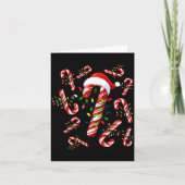Red And White Candy Cane Santa Christmas  カード (正面)