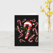 Red And White Candy Cane Santa Christmas  カード (黄色い花)