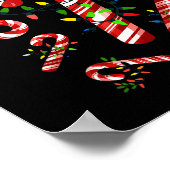 Red And White Candy Cane Santa Christmas  ポスター (角)