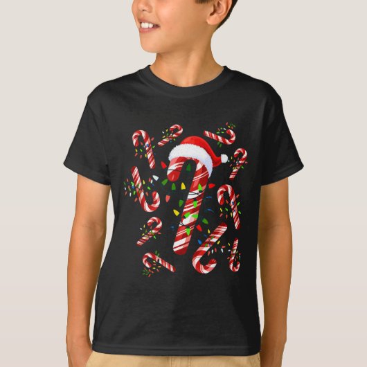 Red And White Candy Cane Santa Christmas  Tシャツ (正面)