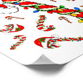 Red And White Candy Cane Santa Christmas Xmas Ligh ポスター (角)