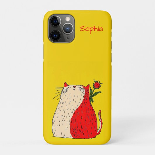 Red and White Cat with Flower Case-Mate iPhoneケース (裏)