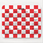 Red and White Checkerboard 2026 Calendar マウスパッド (正面)