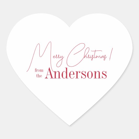 Red and White Christmas from Family Name ハートシール (正面)