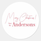 Red and White Christmas from Family Name ラウンドシール (正面)