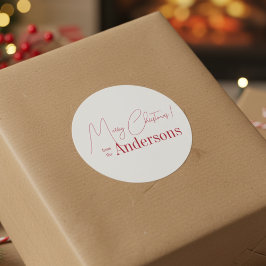 Red and White Christmas from Family Name ラウンドシール