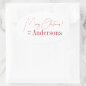 Red and White Christmas from Family Name 楕円形シール (バッグ)