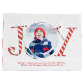 Red and White Christmas Joy Custom ラージペーパーバッグ (裏面)