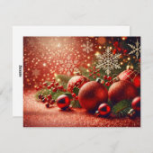  Red and White Christmas Tree Design シーズンカード (正面/裏面)