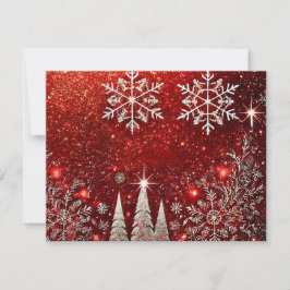 Red and White Christmas Tree Design シーズンカード