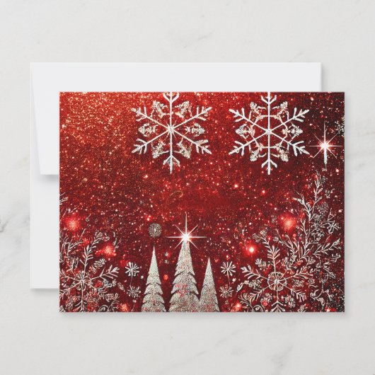Red and White Christmas Tree Design シーズンカード (正面)