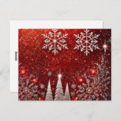 Red and White Christmas Tree Design シーズンカード (正面/裏面)