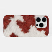 red and white cow skin texture iPhoneケース (裏面横)