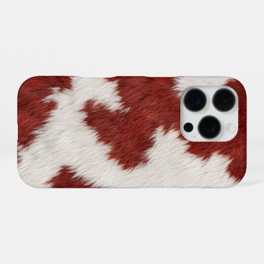 red and white cow skin texture iPhoneケース (裏面横)