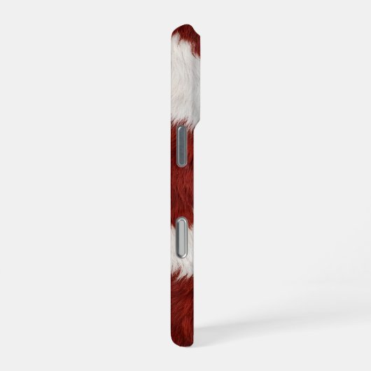 red and white cow skin texture iPhoneケース (右側面)