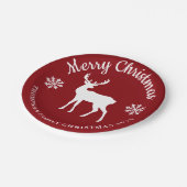 Red And White Deer And Snowflakes Christmas Party ペーパープレート (アングル)